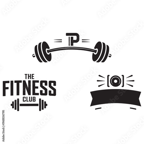 The fitness club logo featuring barbell and bench press elements