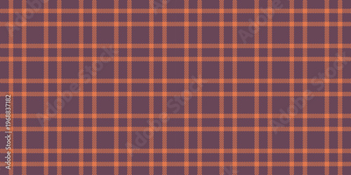 Calm seamless check vector, rectangle tartan background fabric. Pastel plaid textile pattern texture in pink and orange colors.