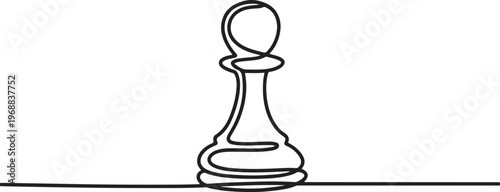 One continuous line of pawn, chess piece drawn by felt tip pen, pencil. Thin Line Illustration vector concept. Contour Drawing Creative ideas. One line draw graphic design vector