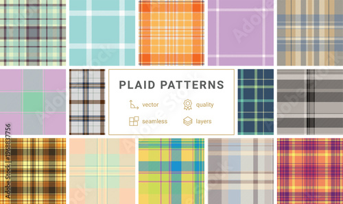 Plaid collection ideal for digital greeting cards. Seamless tartan patterns elevate e-cards and online invitations.