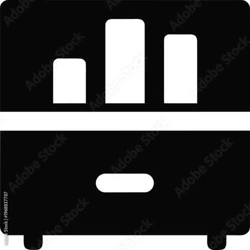 nightstand organizer silhouette vector art illustration, black and white design
