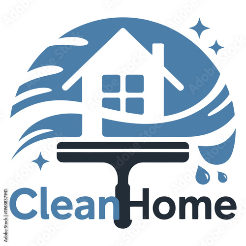 CleanHome logo featuring a house and mop symbolizing home cleaning services