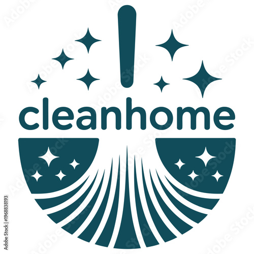 Creative logo design for a company named cleanhome featuring stars and a broom shape