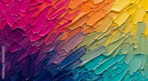Bold Textured Abstract in Rainbow Colors – Impasto Art Closeup
