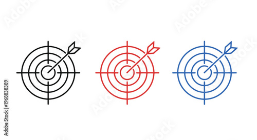 Target diagrams with different colored crosshairs and arrow indicators Vector