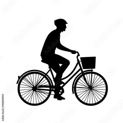 Cyclist on City Bicycle Silhouette