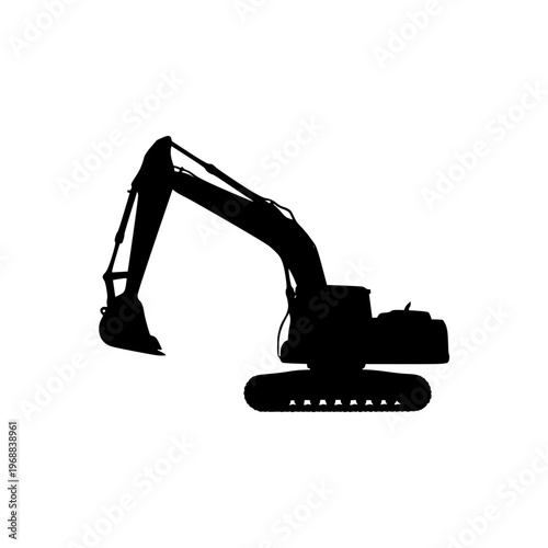 Hydraulic Excavator Silhouette Vector Illustration