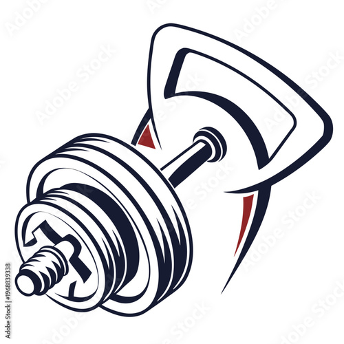 Dumbbell and kettlebell combination for strength training with black and white