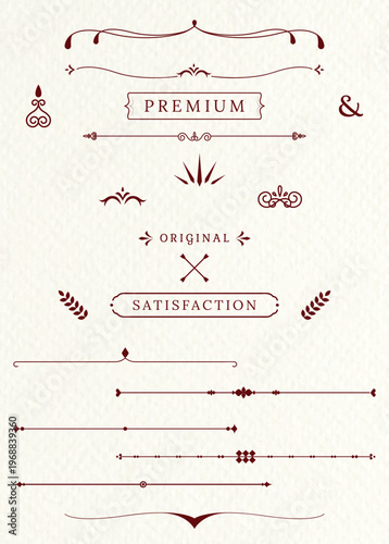 Vintage ornamental dividers and flourishes collection in red and black