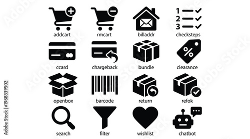 Black icons for ecommerce and shopping concepts