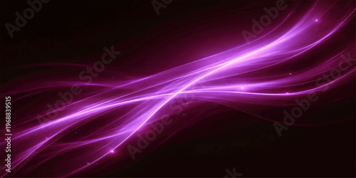 An abstract purple and pink background design features glowing flowing waves and fractal lines with a bright energy pattern across a textured dark backdrop