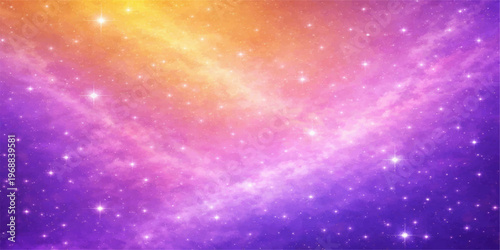 A deep blue abstract space background features a glowing starry nebula and distant planets shimmering across a dark celestial cosmos