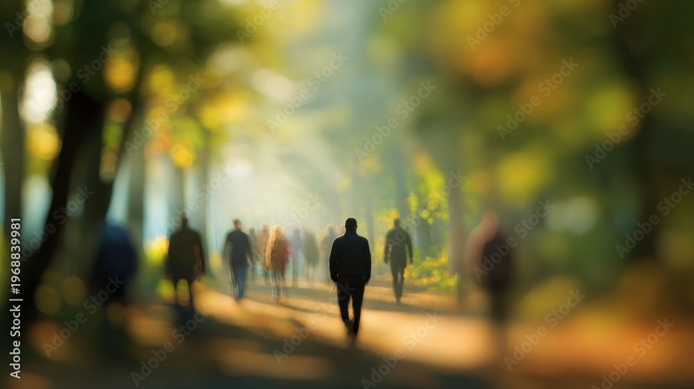 Obraz premium people woodland background with blured nature background