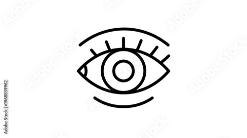 Minimalist Eye Outline Icon for Vision and Observation Concept on Isolated White Background