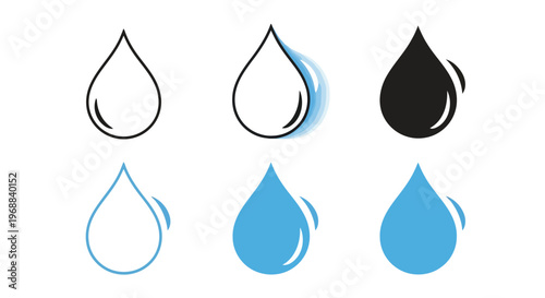 Visual representation of water states and transformations in droplet form Vector
