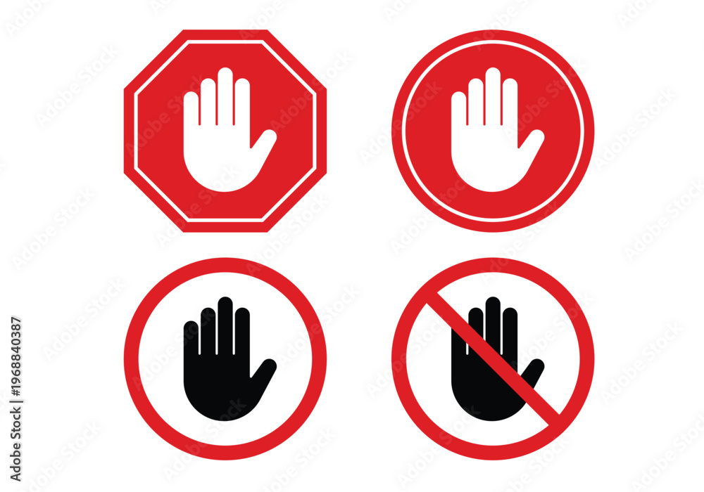 Obraz premium Stop Icon, Prohibited Sign, No Entry, Cancel Symbol, Warning Stop Line Vector Icon
