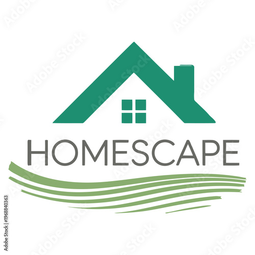 Logo design for a company named Homescape emphasizing residential and landscaping services