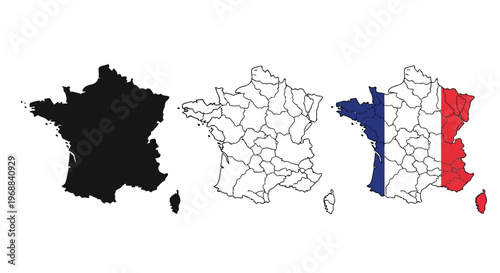 Regional highlighting of france with geographic and political divisions Vector