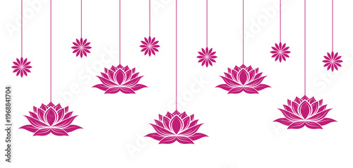 Vector illustration of beautiful lotuses hanging gracefully in pink color