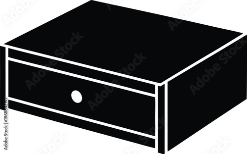 underbed storage drawer silhouette vector art illustration, black and white design