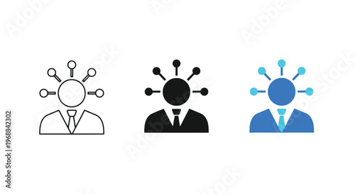 Evolution of human brain connectivity with technology integration depicted through icons Vector