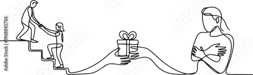 Acts of service concept one-line drawing. One line draw graphic design vector