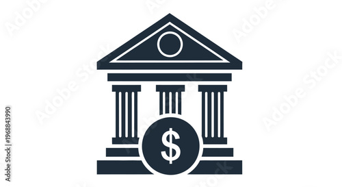 Simple illustration of a building facade with a dollar sign symbol