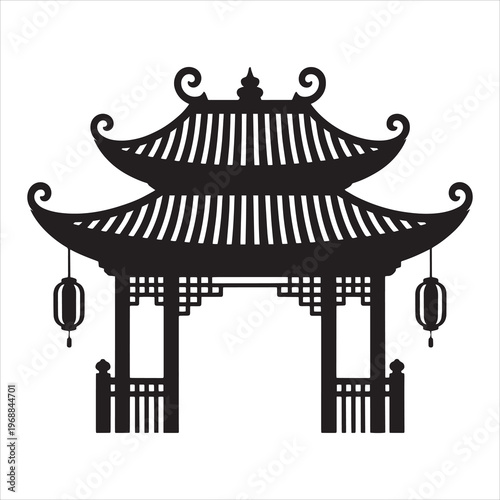 Traditional Chinese Gate Silhouette