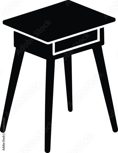 side table silhouette vector art illustration, black and white design
