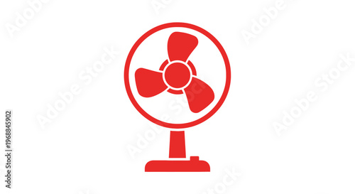 Electric fan icon, red vector symbol, cooling device sign, air blower illustration