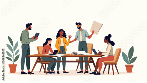 A person stands next to a potted plant, conveying a sense of calmness and serenity, ideal for wellness or interior design concepts.