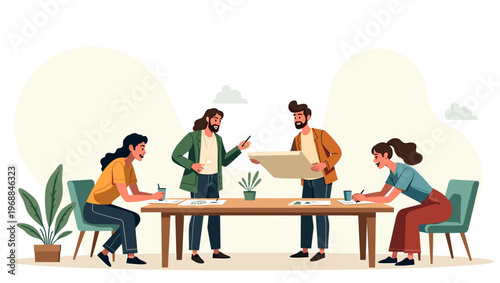 A serene and modern illustration of a potted green plant on a white background, perfect for adding a touch of nature to any design or marketing materi