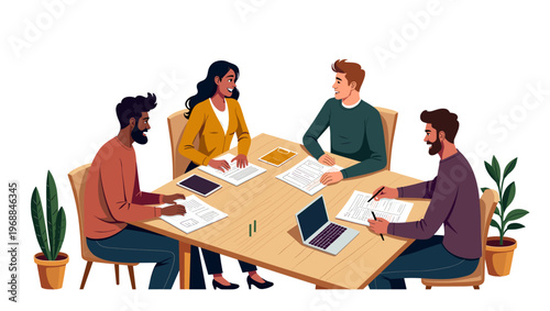 A cheerful cartoon illustration of a potted plant with long green leaves in a brown pot, suitable for use in design projects or as a decorative elemen