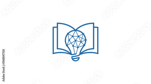 Open Book with Smart Light Bulb Icon on Isolated White Background, Symbolizing Knowledge, Ideas, and Innovation