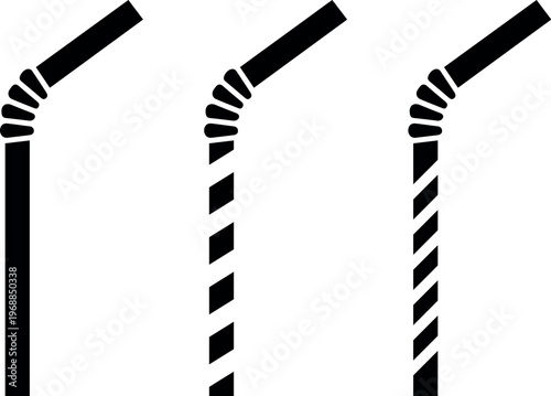 Flexible Plastic Straw Icons for Cafe and Cold Drink Branding