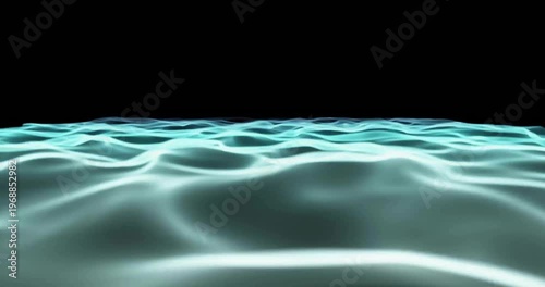 Glowing waves animation over dark background, creating futuristic ocean effect