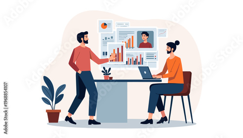 A serene digital illustration of a potted plant with large blue leaves, evoking a sense of calmness and tranquility, perfect for wellness or gardening