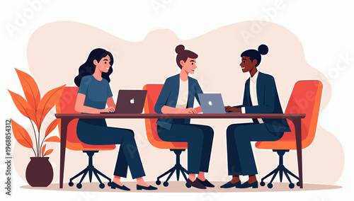 A person sits at a desk with a plant, conveying a sense of calmness and serenity in a modern workspace.