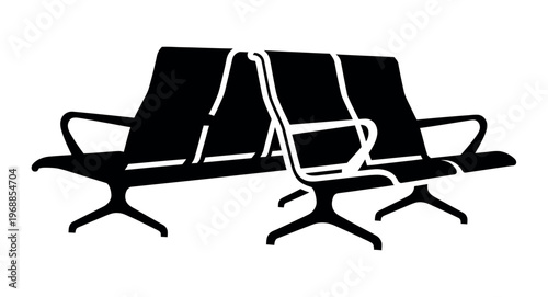 A black and white illustration of a public bench with a safety vest draped over it.