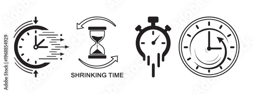 Collection of four icons illustrating concepts of time and urgency