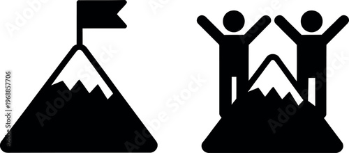 Celebrating the summit with joyful climbers reaching the peak together