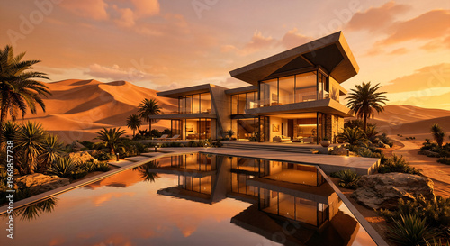 sunset over the desert
