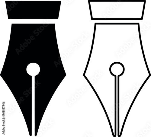 Comparison of a filled and an empty fountain pen nib