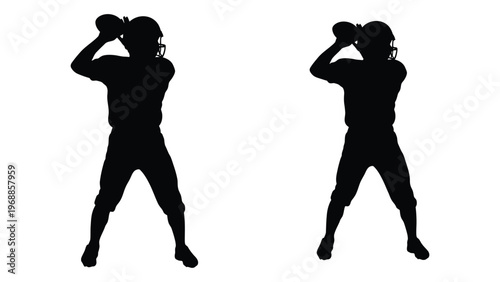 Silhouette of a football player in a defensive stance shown in duplicate
