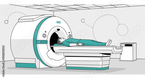 Patient undergoing MRI scan in a modern medical imaging room, advanced technology for diagnosis