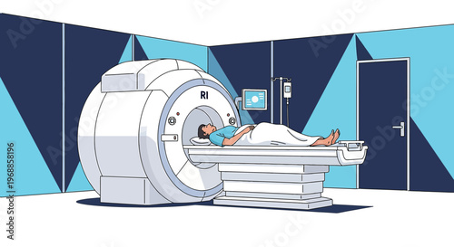 Patient undergoing MRI scan in a modern medical imaging room