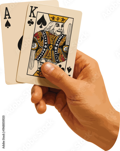Playing cards, poker hand, ace king, spades, hand holding cards, gambling, games