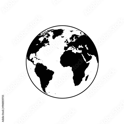 Black and white earth globe illustration 1.
