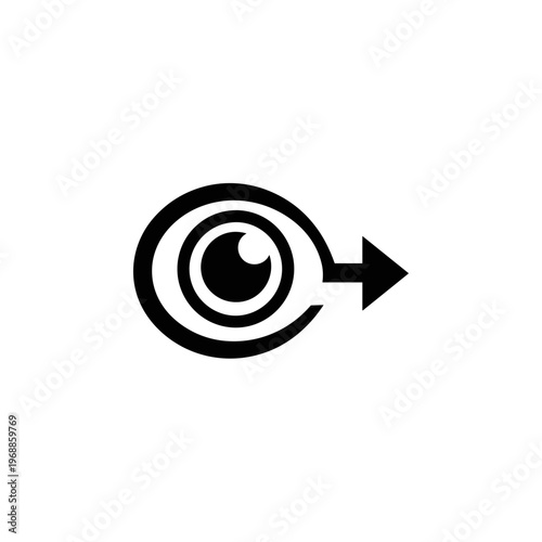 Black and white eye with arrow.
