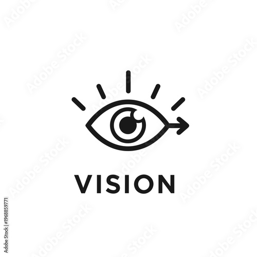 Black and white eye vision icon.